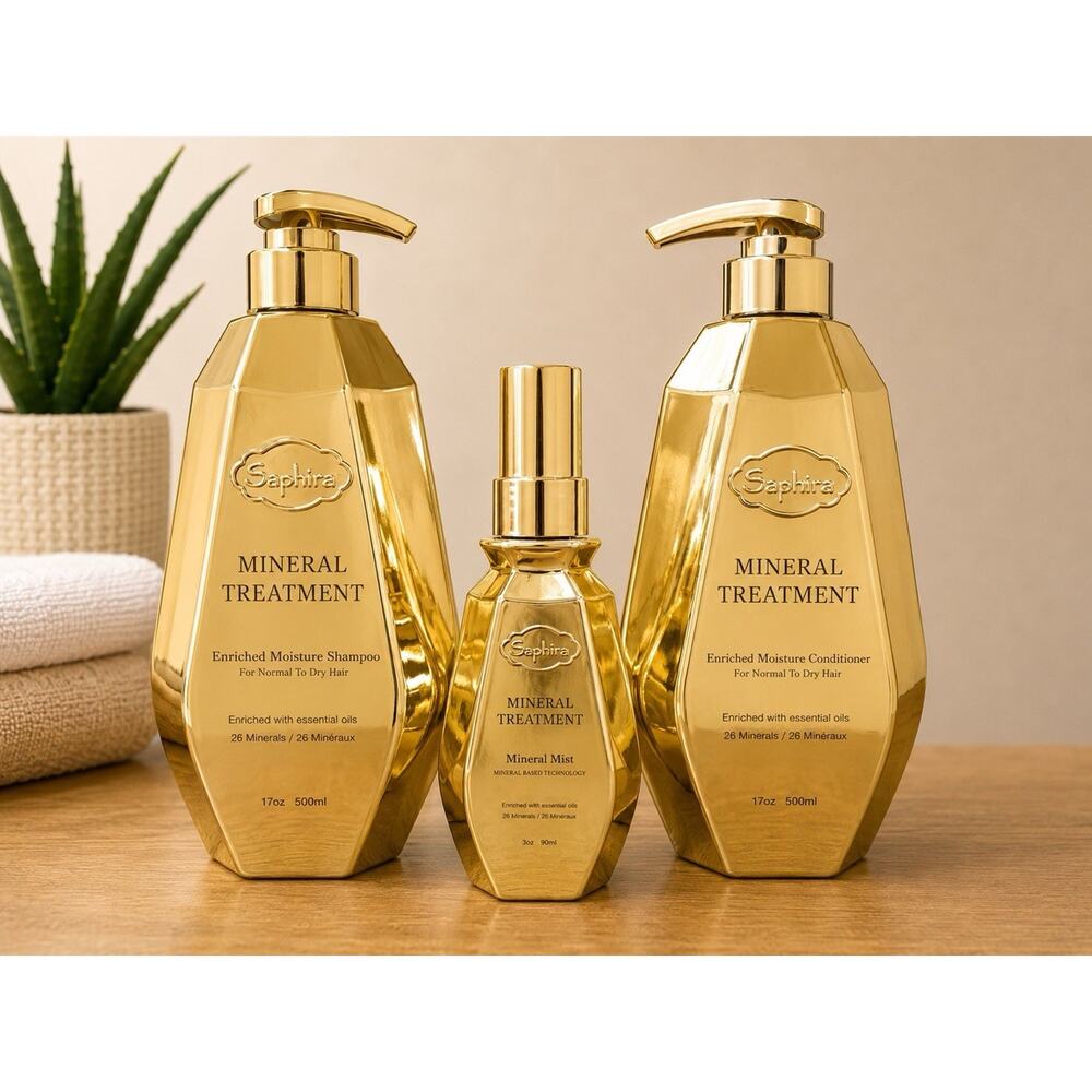 Saphira Mineral Treatment Shampoo Conditioner & Mineral Mist Set Lot of 3